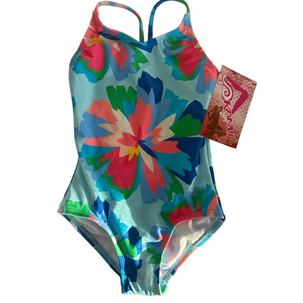 Kanu Surf Kiana Beach Sport UPF 50 Bathing Suit Blue Floral Girl's 2T